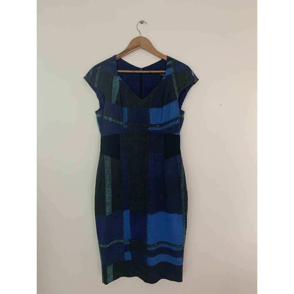 Karen Millen Watercolor Check Dress 10 Pencil Dress ASO Wornontv Camille Bones
